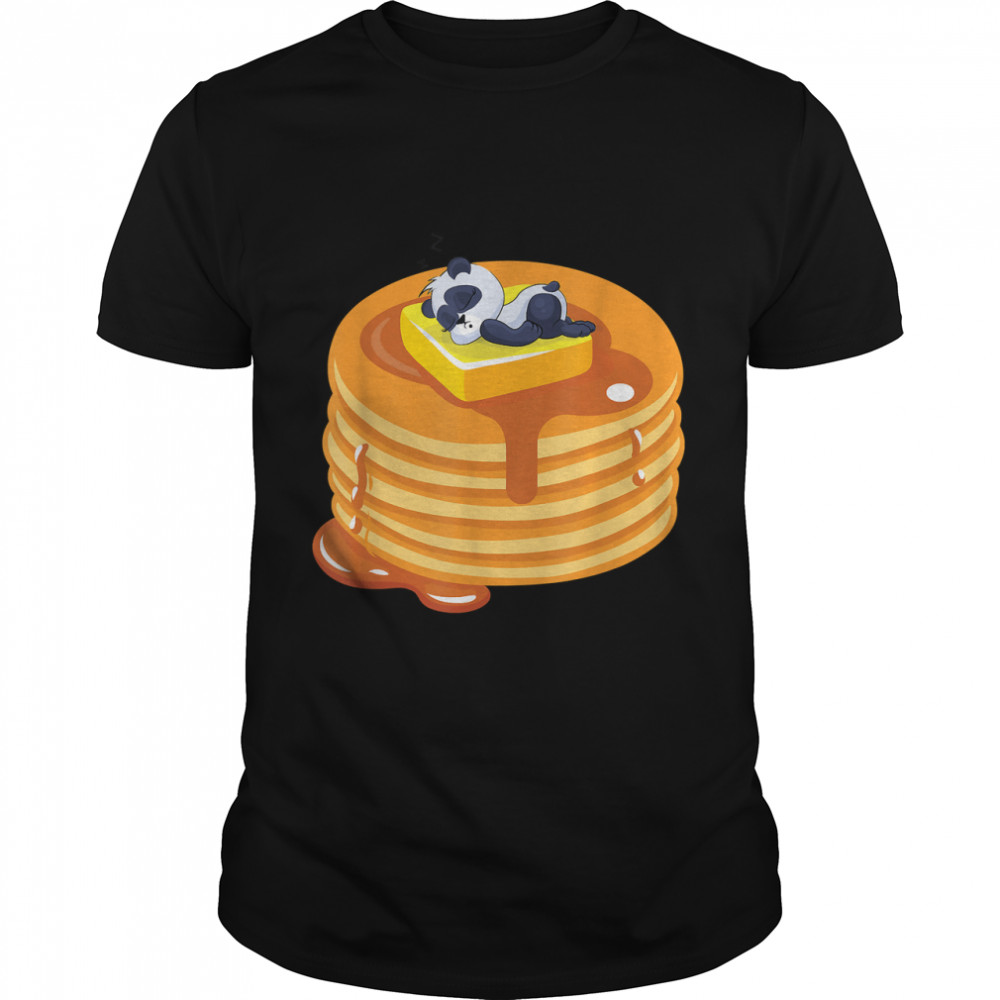 Baby Panda Resting On Top Of Pancakes Cute Baker T-Shirt