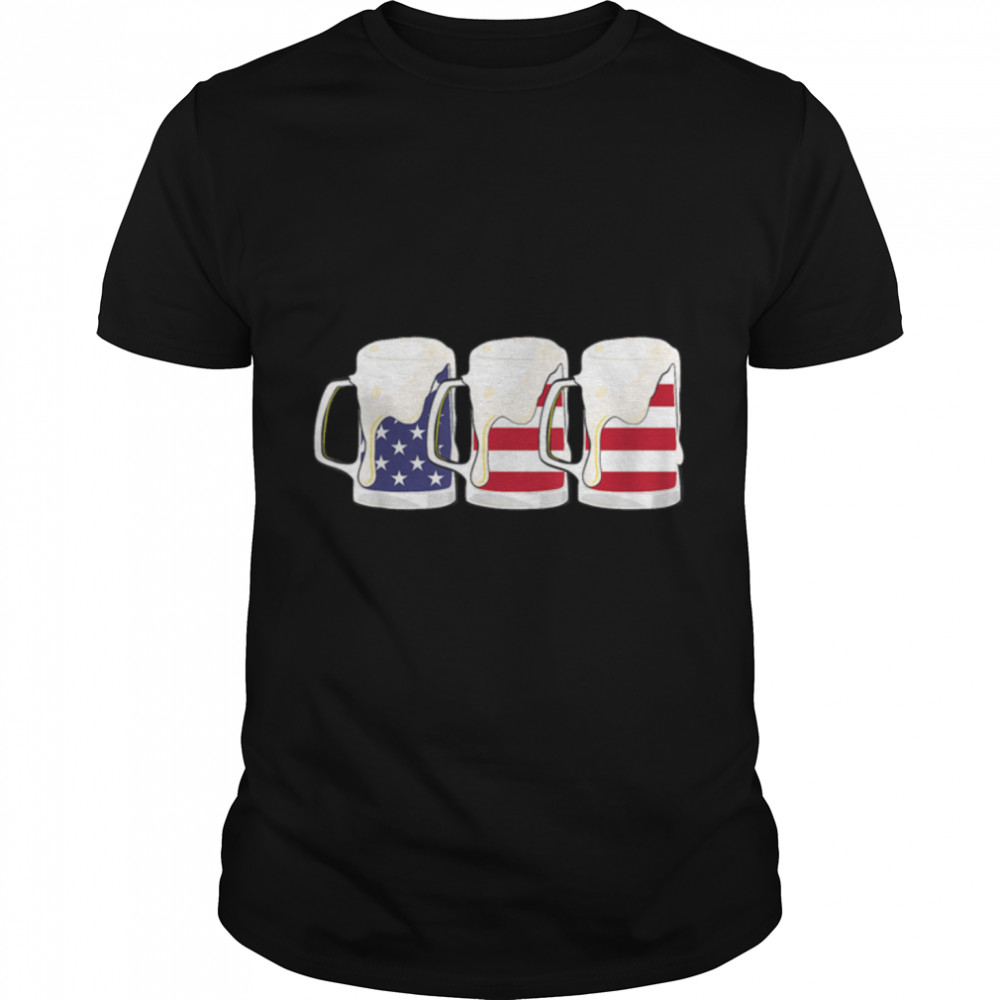 Beer American Flag T Shirt 4Th Of July Men Women Merica Usa T-Shirt B0B2Qyb1Ss