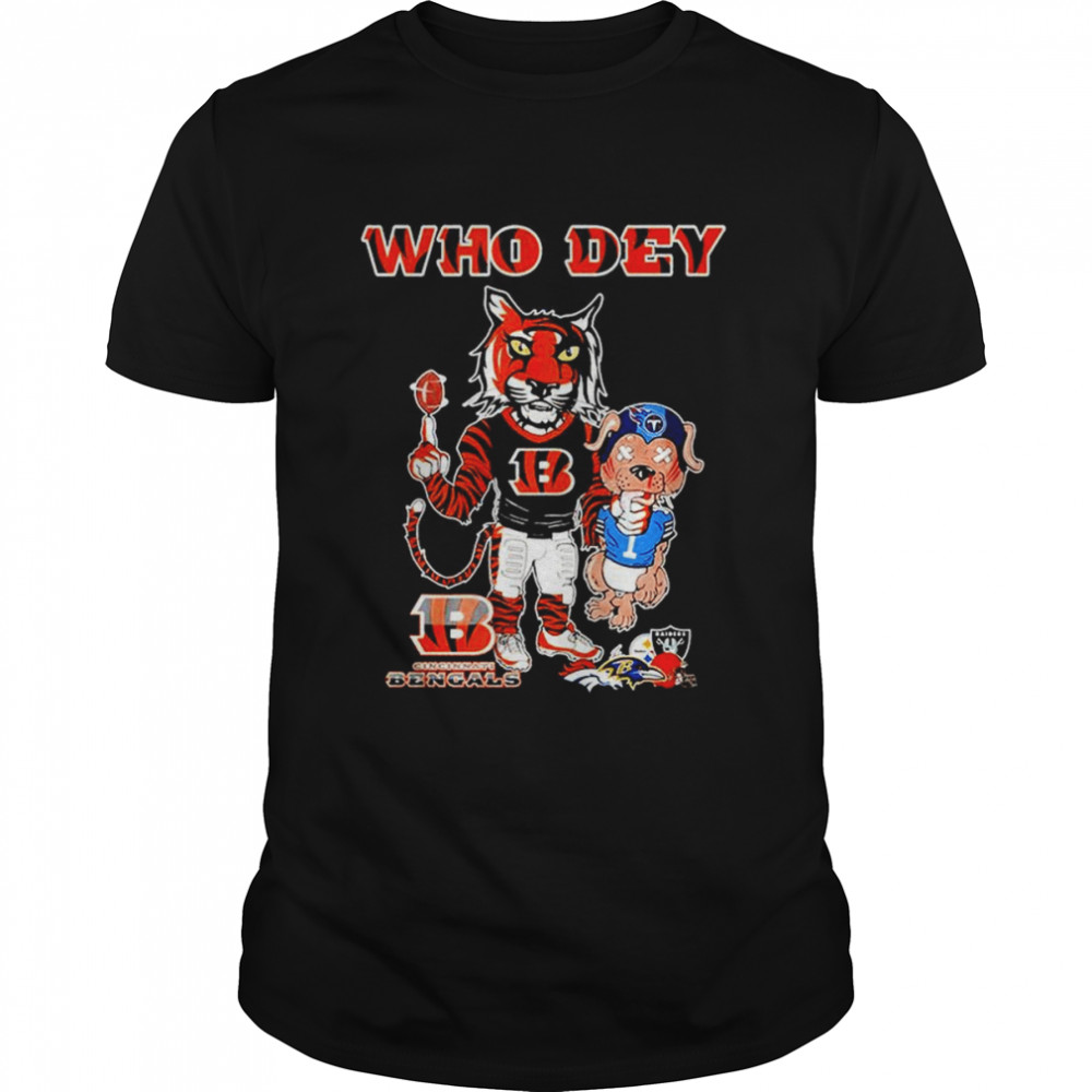 Cartoon Cincinnati Bengals Who Dey vs Tennessee Titans Champions 2022 shirt