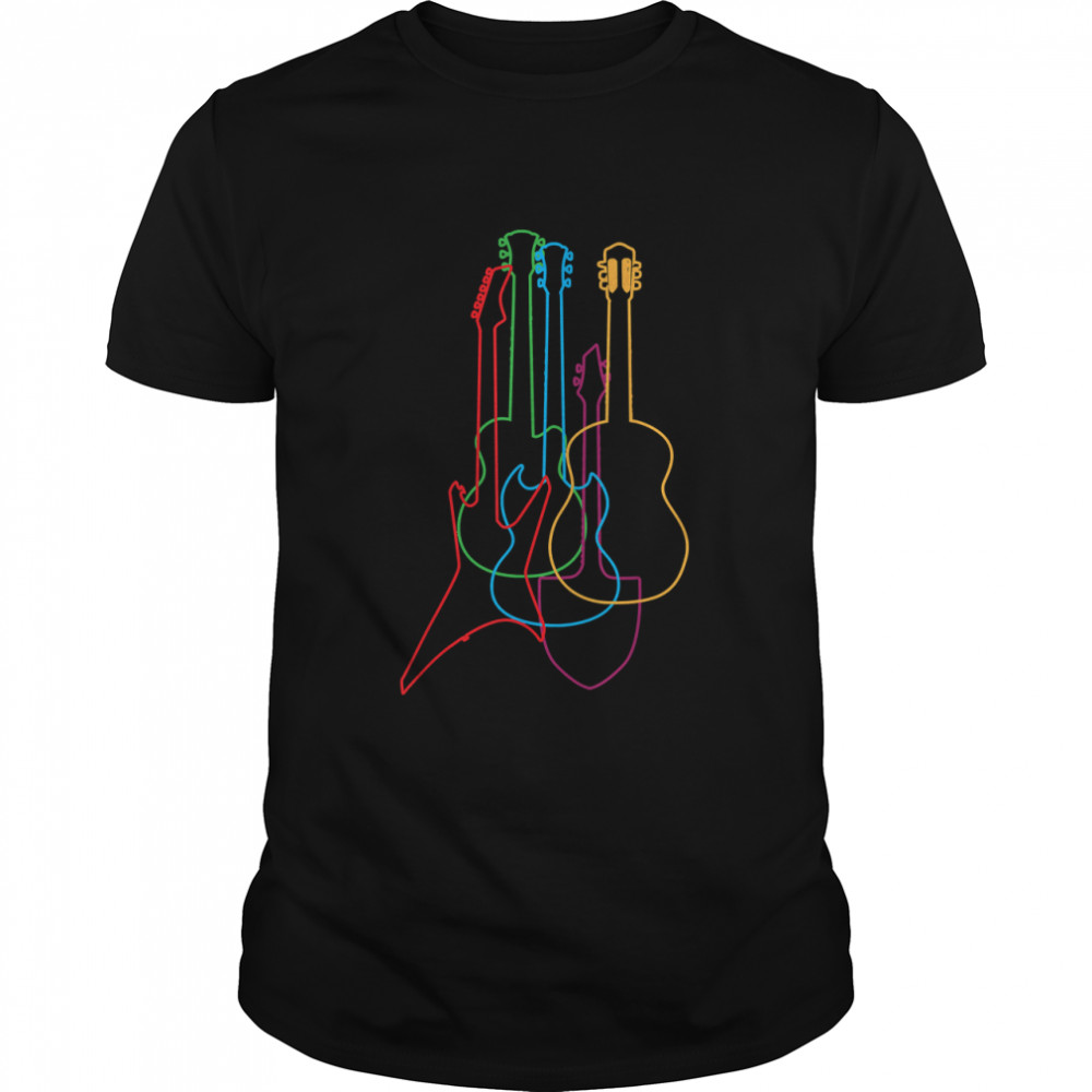 Colored Guitars Electric Acoustic Classical Gift T-Shirt