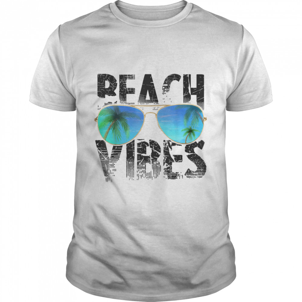 Cool Funny Awesome Beach Vibes Vacation Summer Glasses T-Shirt