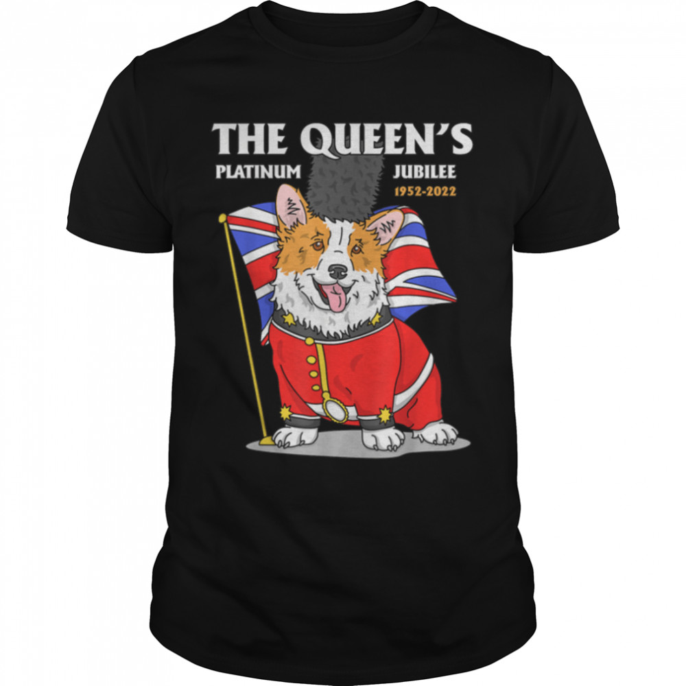 Corgi Queen's Soldier The Queen's 70 Years UK British flag T-Shirt B0B2R4BLJV