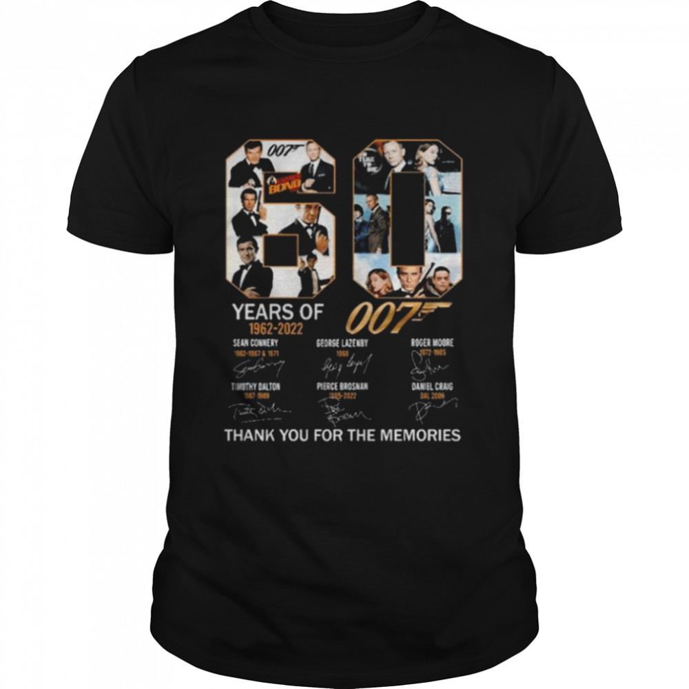James Bond 007 60 Years Of 1962 2022 Thank You For The Memories Signatures Shirt