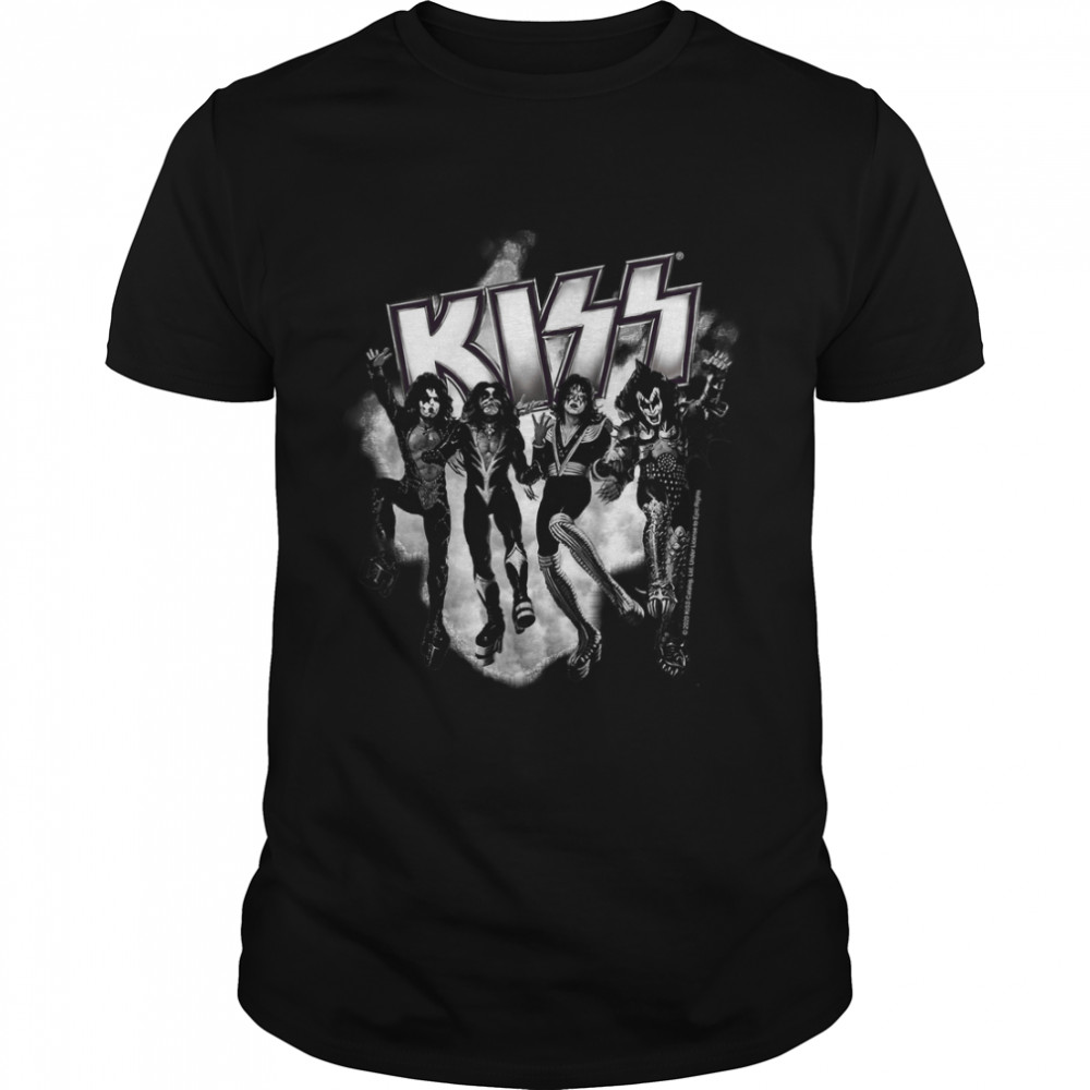 Kiss ® The Band - Destroyer Black And White Fog Logo Up Classic T-Shirt