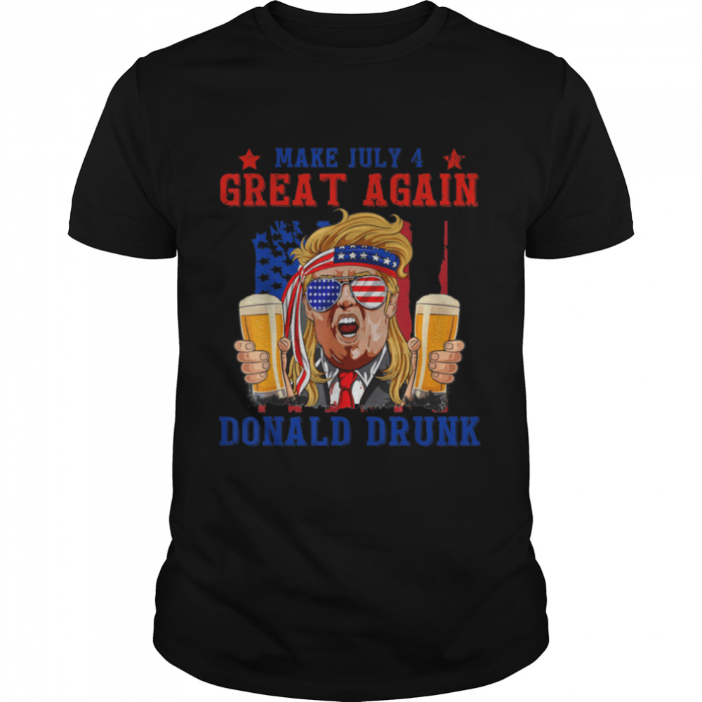 Make 4th of July Great Again Funny Trump Men Drinking Beer T-Shirt B0B2PX2VFK