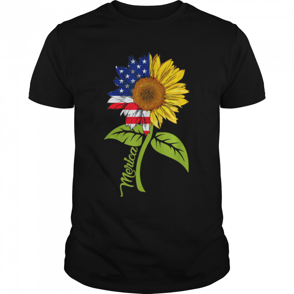 Patriotic Daisy Flag Merica Cute 4Th Of July Womens T-Shirt B0B2R5Xg7F