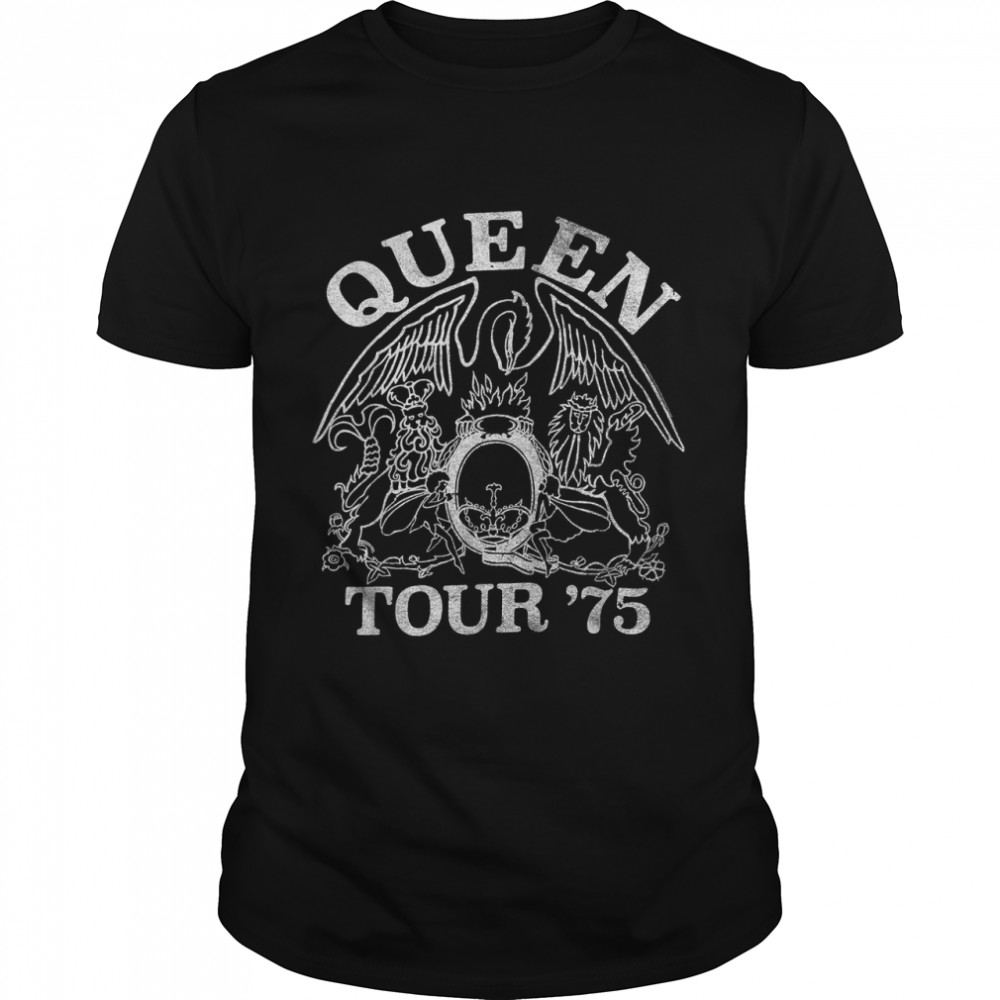 Queen Official Tour 75 Crest Logo T-Shirt