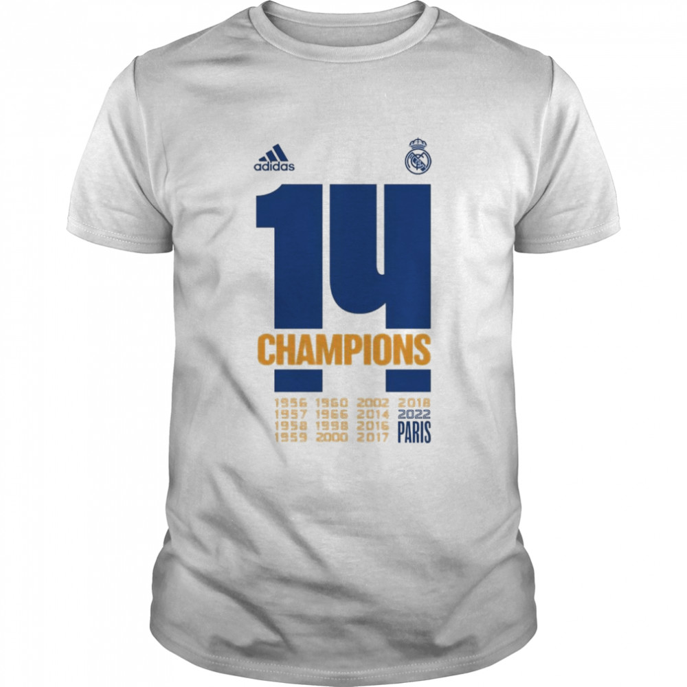 Real Madrid Adidas Mens Ucl Champions 14 T-Shirt White
