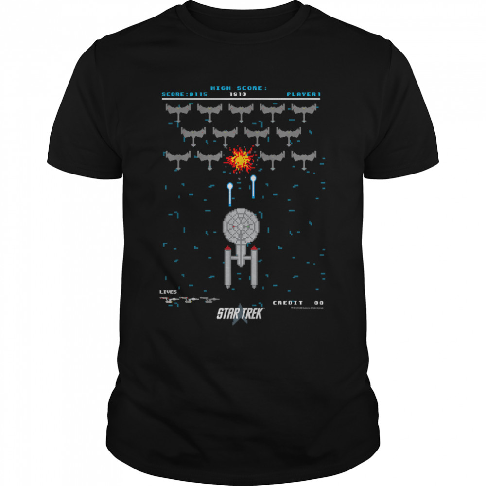 Star Trek Original Series Pixel Space Battle Graphic T-Shirt