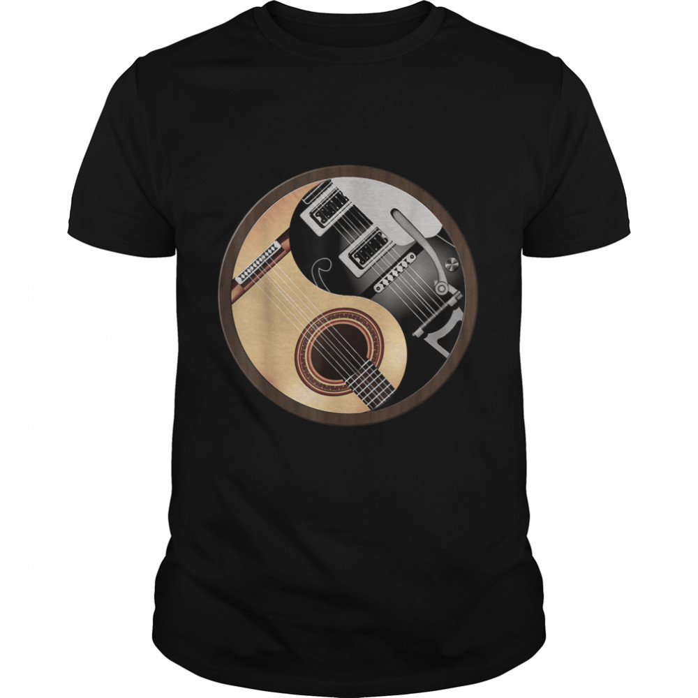 Yin Yang Guitar Cool Rock Music Funny Gift T-Shirt