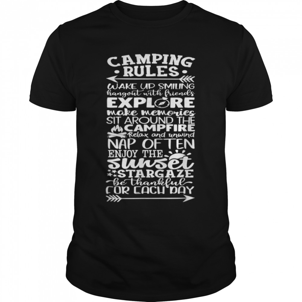 Camping Rules Graphic Funny Camper T-Shirt B0B2R56YKG
