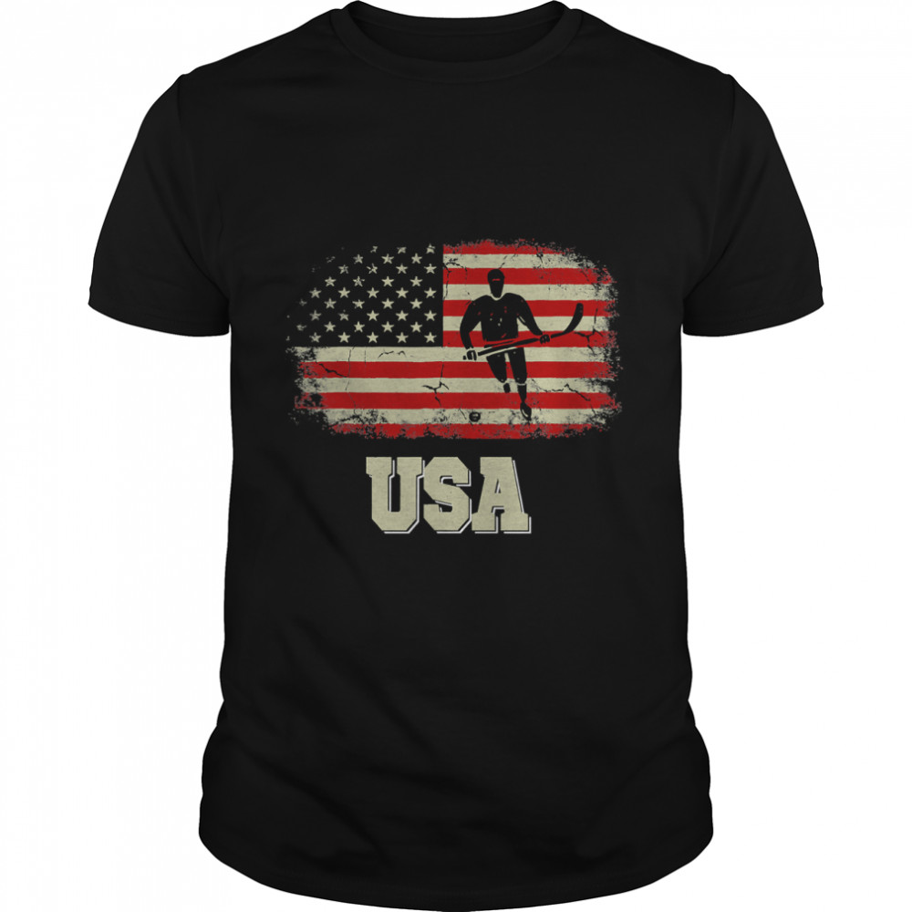 Happy 4Th Of July Usa Flag Team Hockey Classic T-Shirt