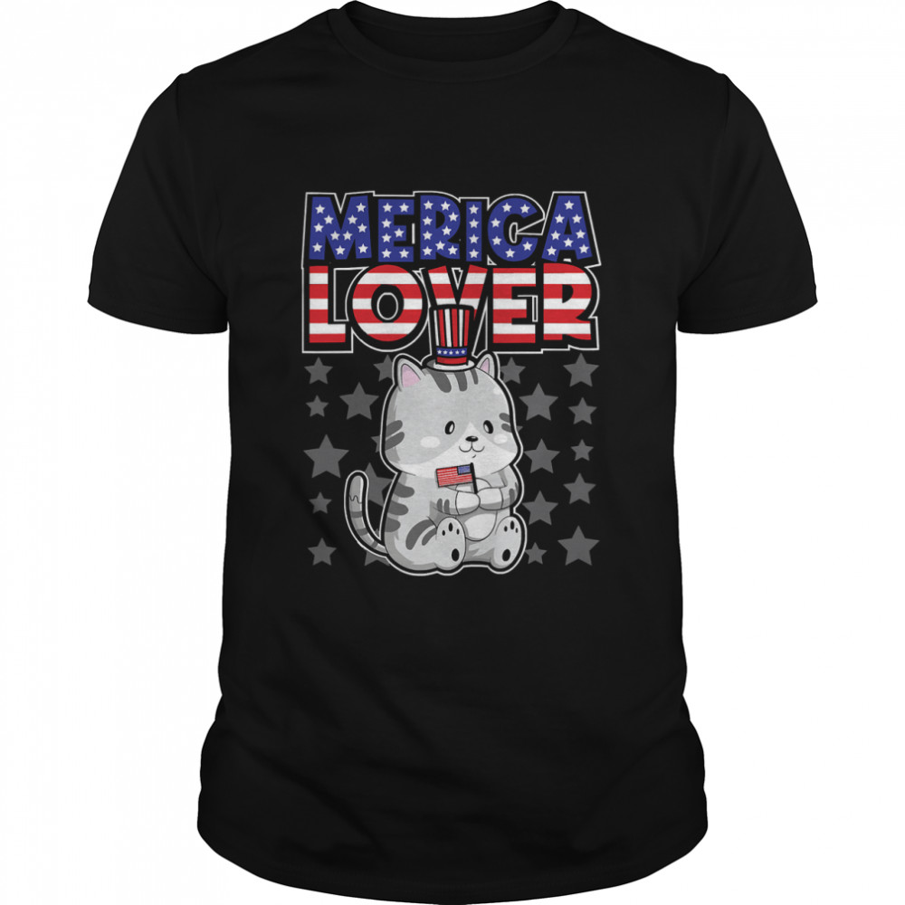 Merica Lover Happy Fourth Of July Cat Classic T-Shirt
