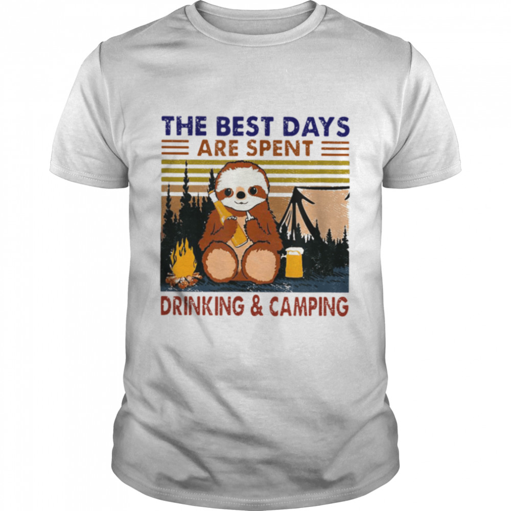 Sloth Hug Beer Best Days Are Spent Drinking And Camping T-Shirt B0B2R9CD31