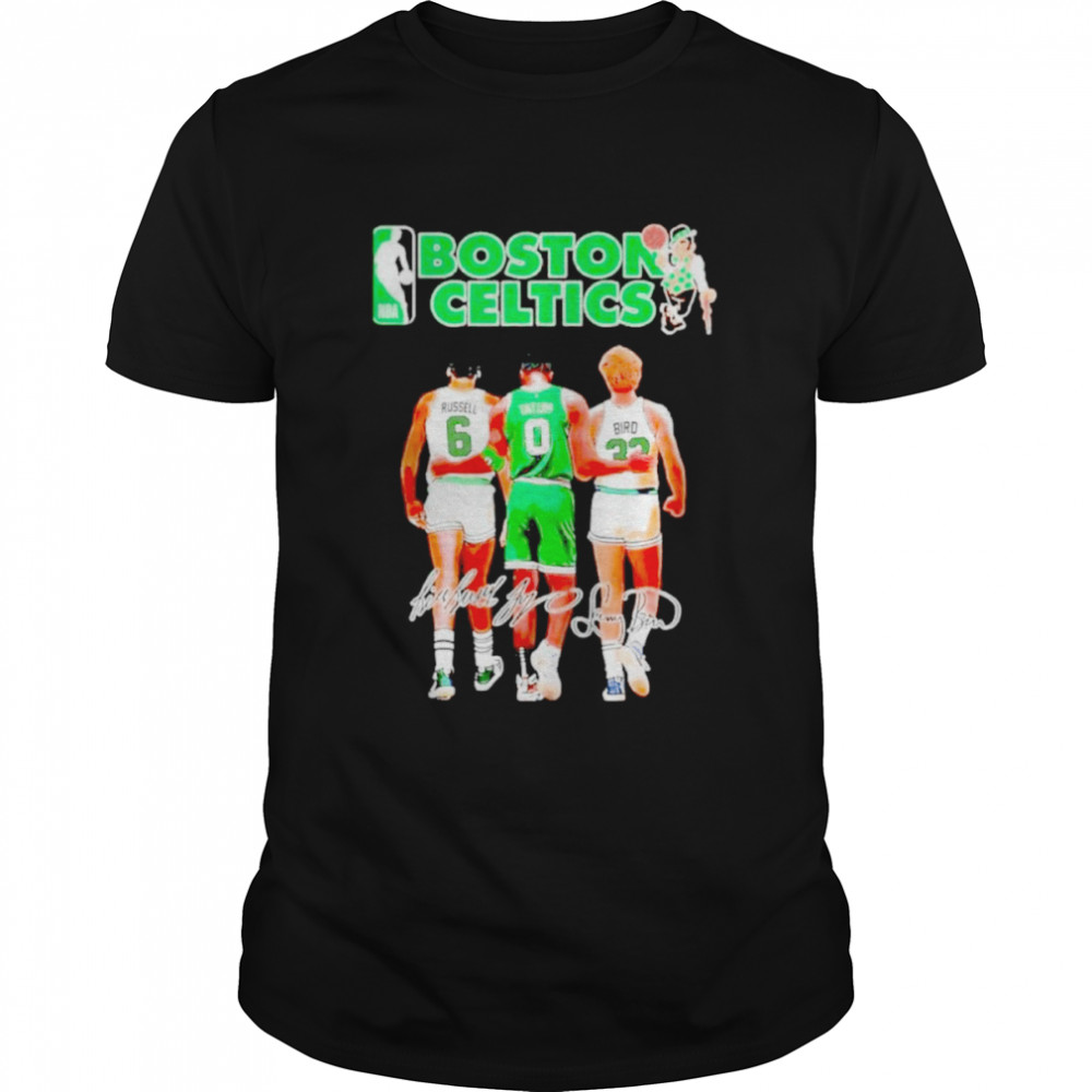 Champion Boston Celtics Bill Russell Jayson Tatum And Larry Bird Signatures Shirt