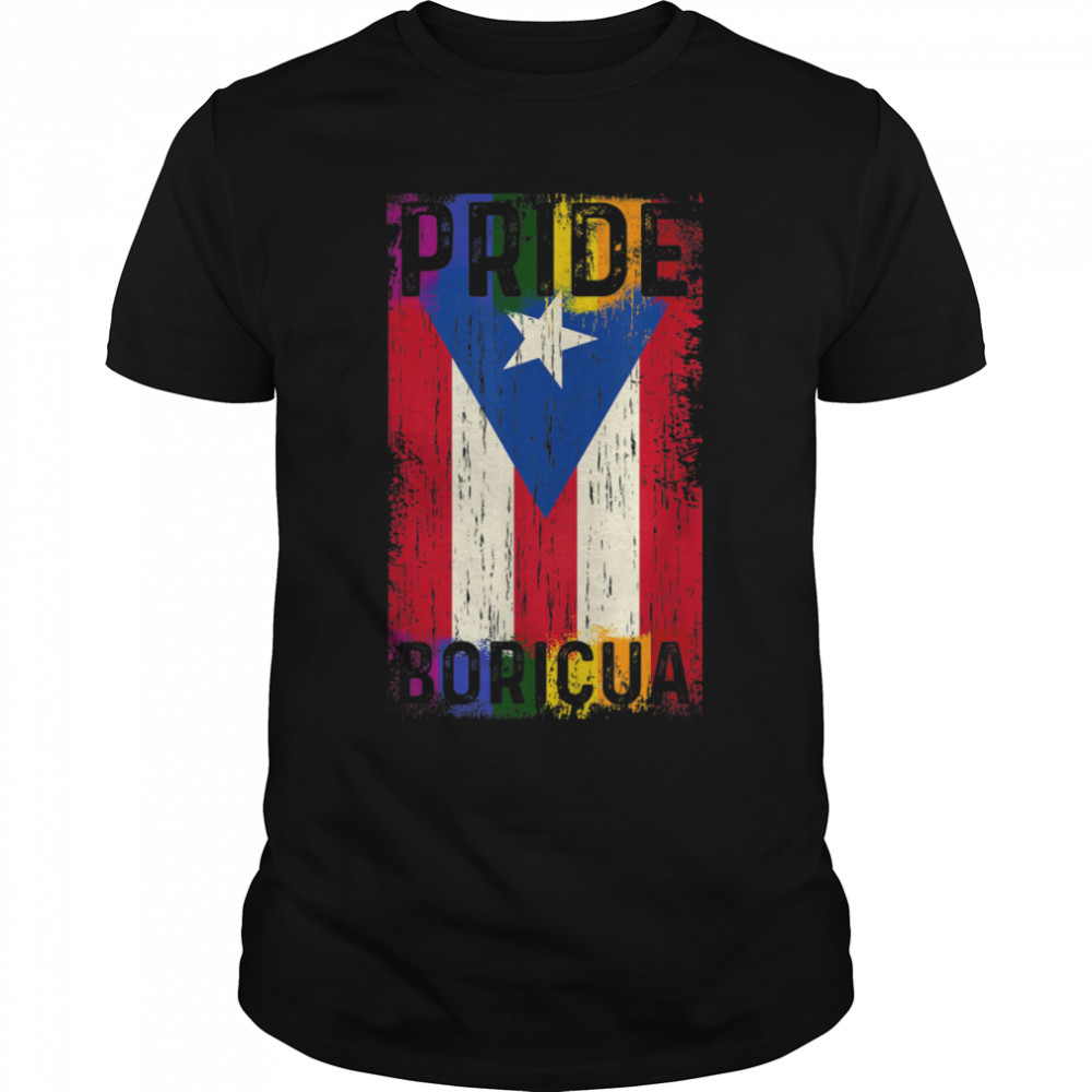 Distressed Pride Flag Lgbtq Boricua, Puerto Rican Gay T-Shirt B0B316Qrfj