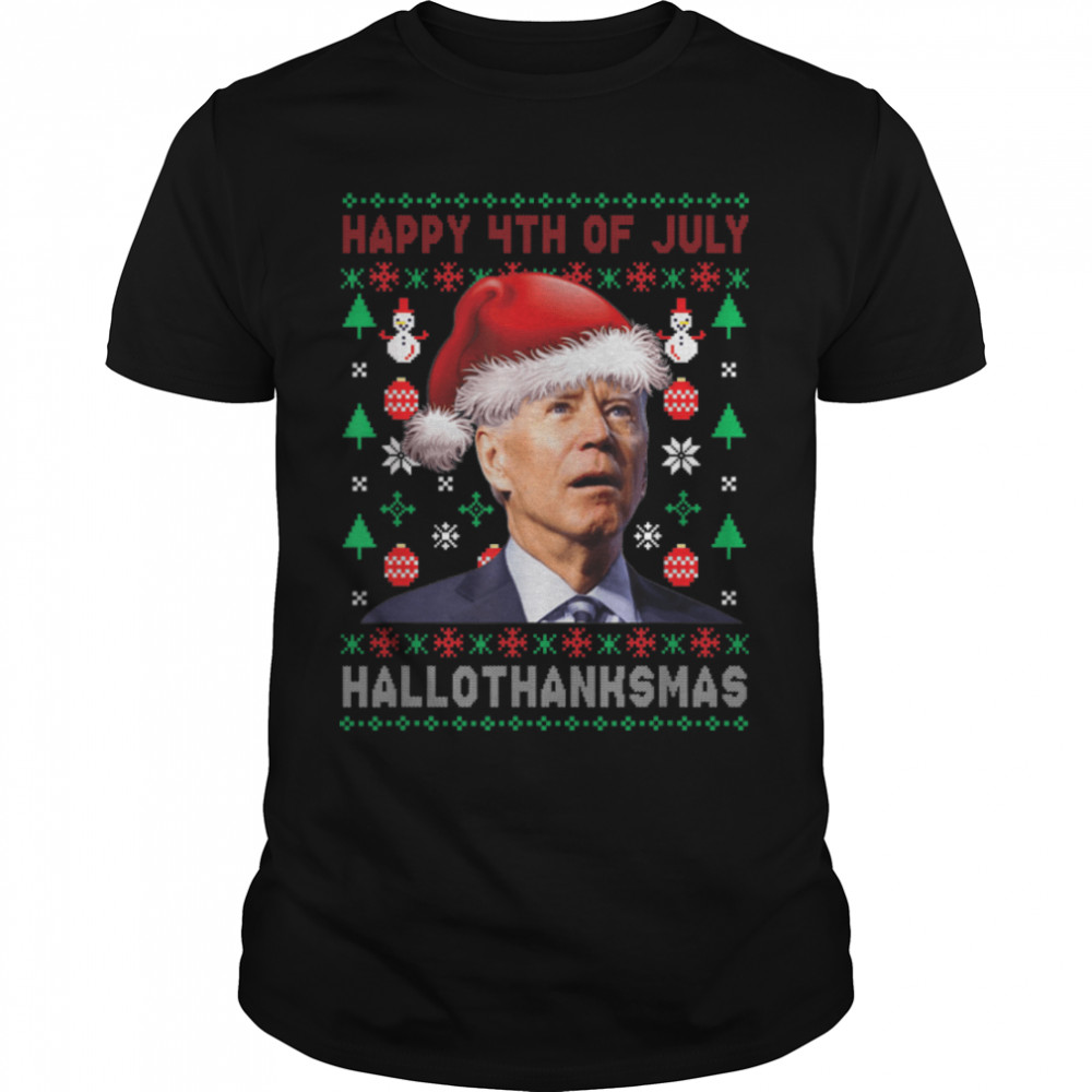Funny Dazed Joe Biden Confused Happy Hallothanksmas Holidays T-Shirt B0B31G1V7H