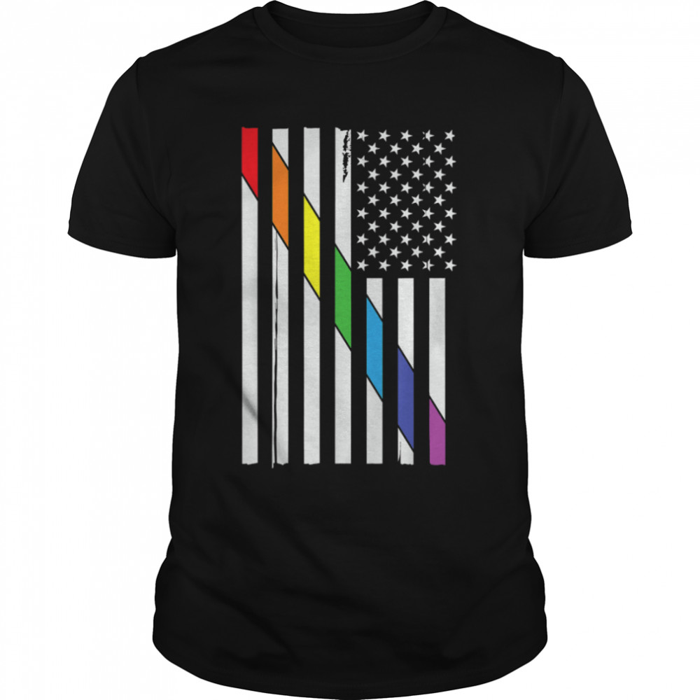 Gay Pride American Flag Lgbt 4Th Of July T-Shirt B0B31B2Lxr