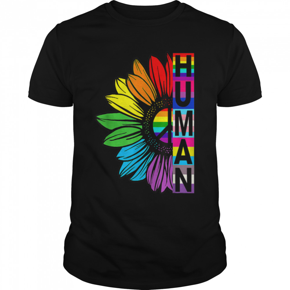 Human Sunflower Lgbt Flag Gay Pride Month Proud Lgbtq T-Shirt B0B3189Ww4