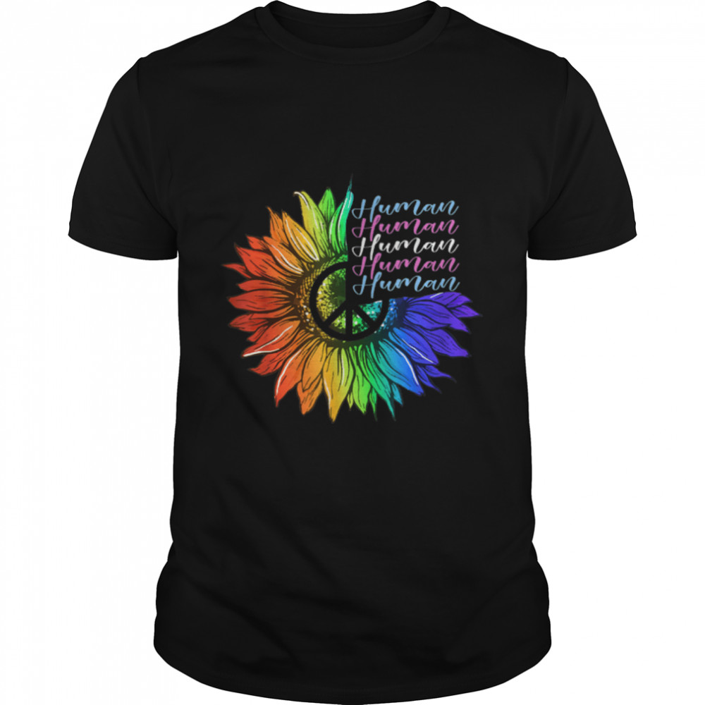 Human Sunflower Rainbow Lgbt Flag Gay Pride Proud Lgbtq T-Shirt B0B31Fvbvz