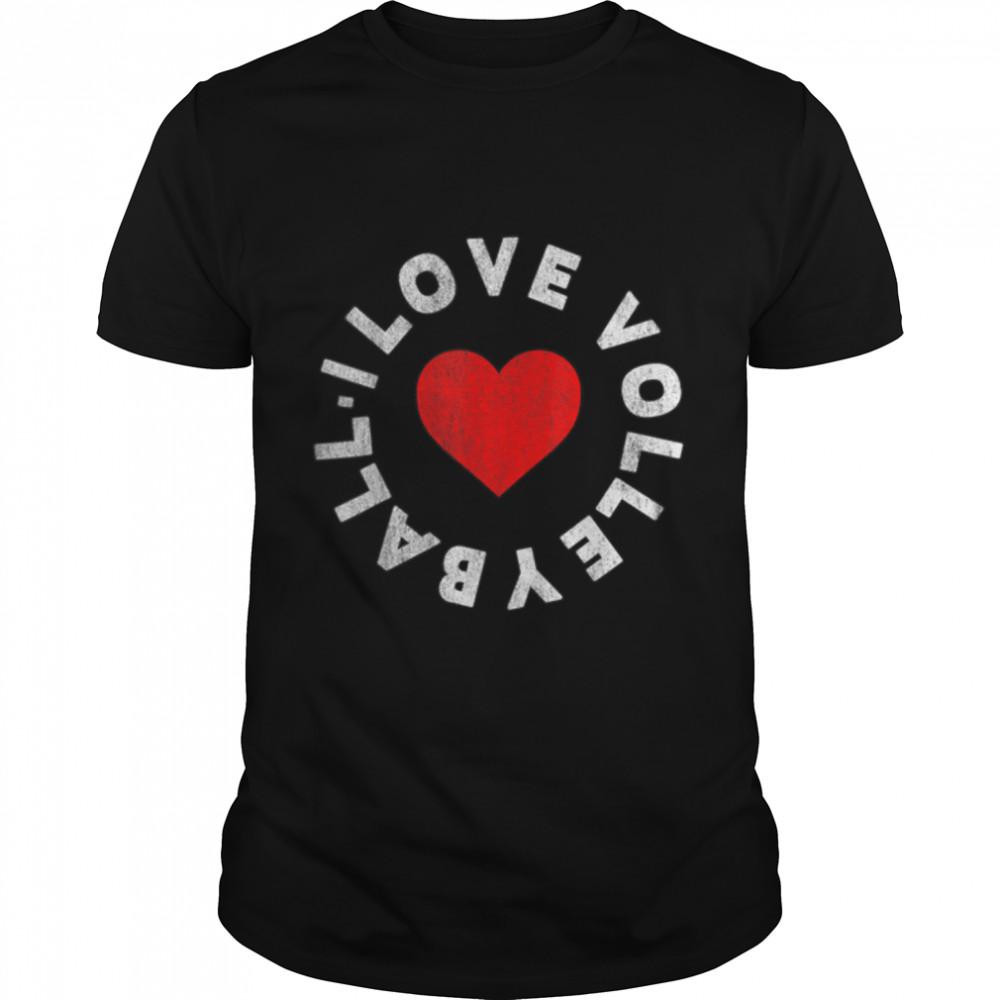 I Love Volleyball Cute Heartbeat Shirt Volley Coach Gift T-Shirt B0B34BWPVN