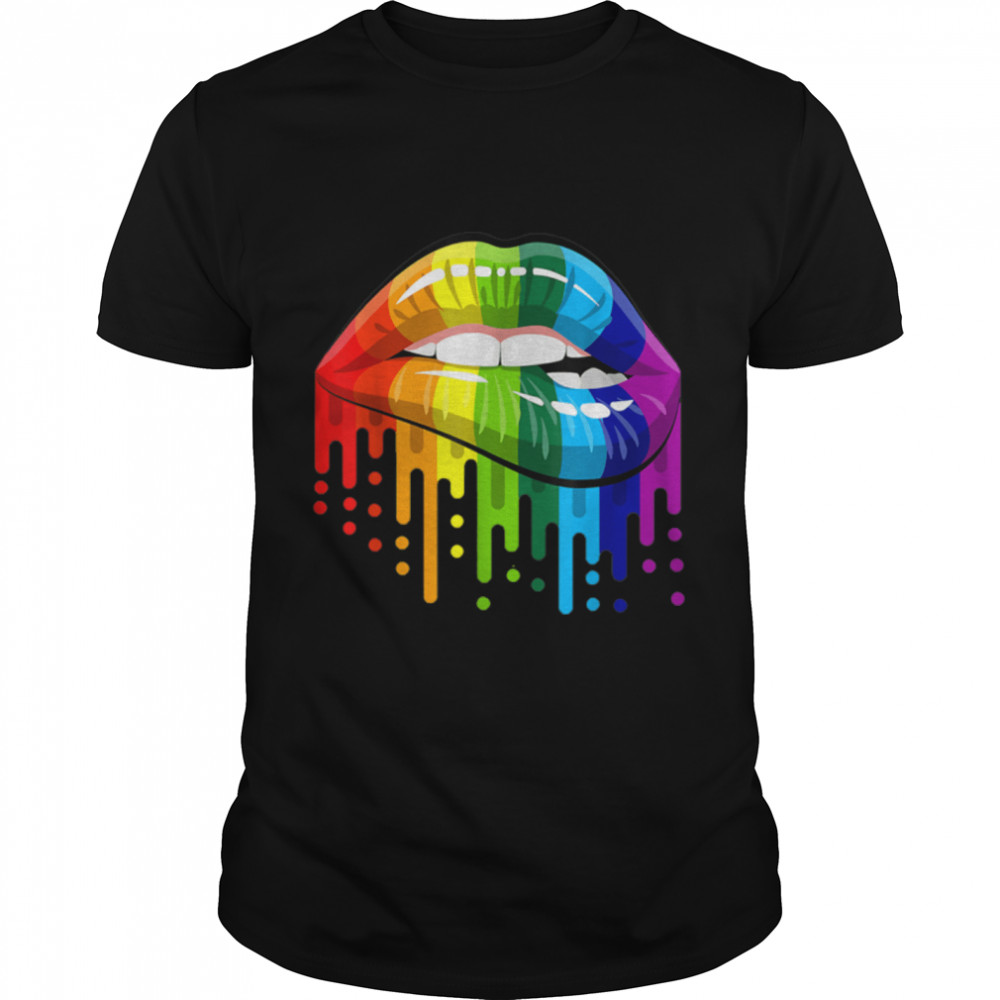 Lgbt Rainbow Pride Gift Sexy Rainbow Lips T-Shirt B0B31F3Xxx