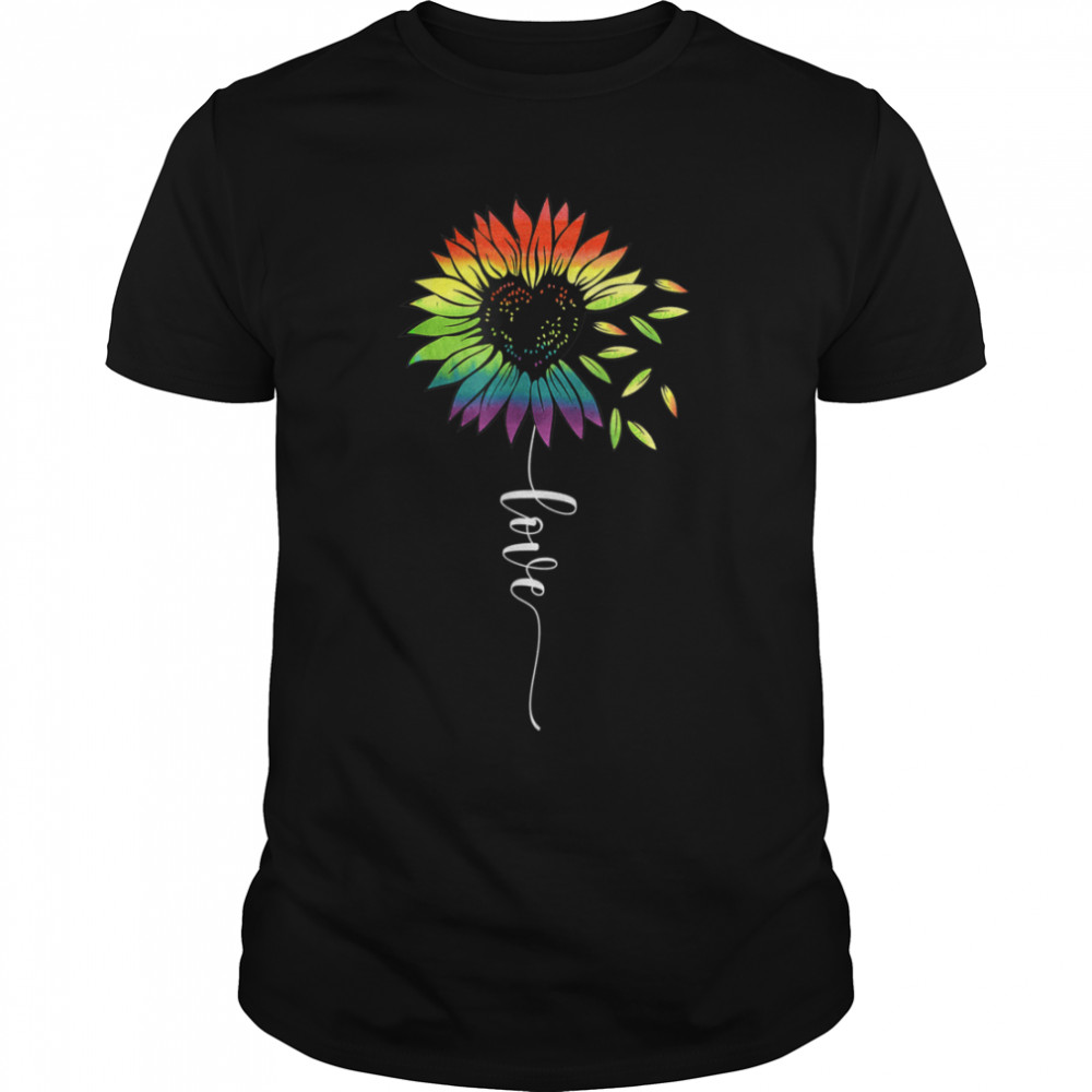 Love Sunflower Floral Lgbtq Rainbow Flag Gay Pride Ally T-Shirt B0B31B9Dss