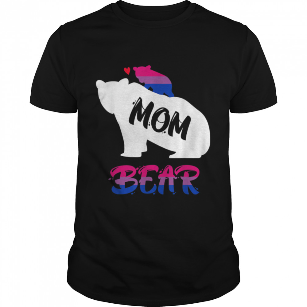 Mom Bear Bisexual Lgbtq Bi Pride Flag Family T-Shirt B0B319P248