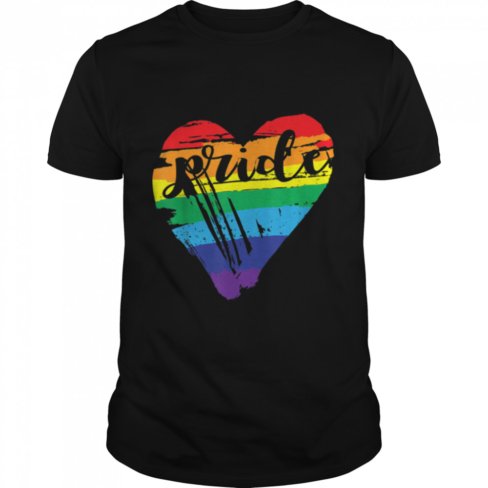 Rainbow Flag Heart Lgbt Gay Lesbian Pride 2022 Retro Vintage T-Shirt B0B31Fhw69