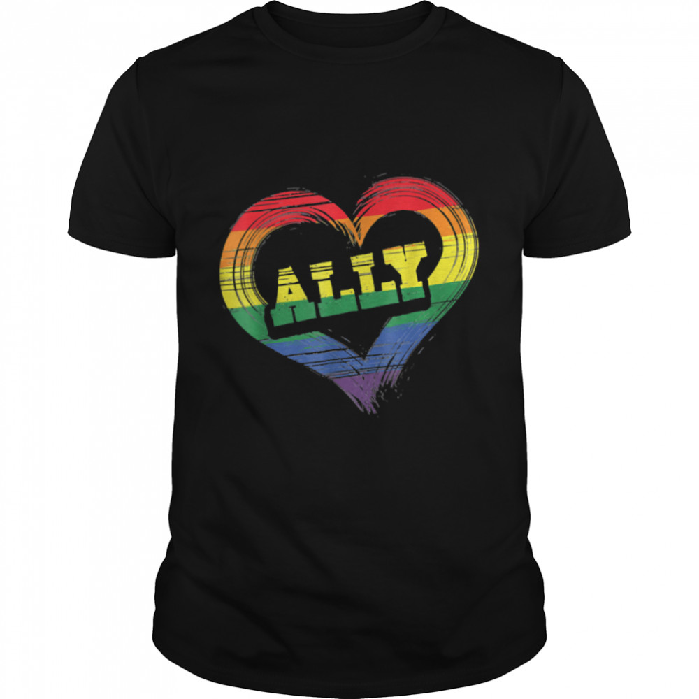 Teacher Ally LGBT teaching love rainbow Pride Month T-Shirt B0B31F18ZX