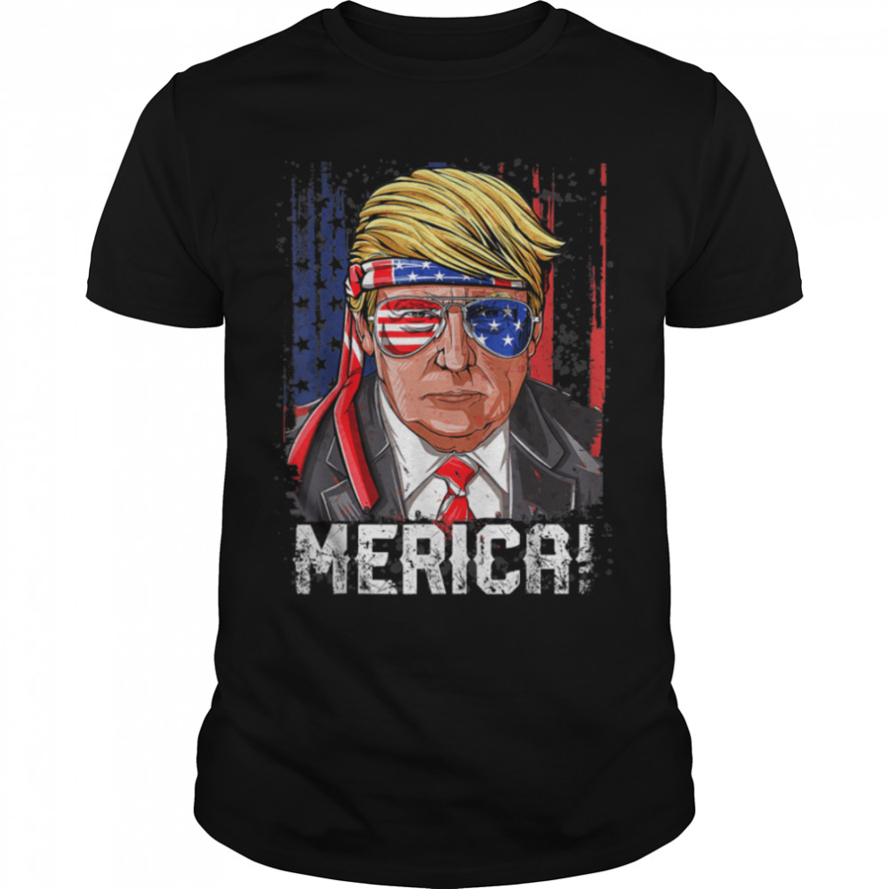 Trump 4Th Of July Merica Men Women Usa American Flag Vintage T-Shirt B0B31G84Ym