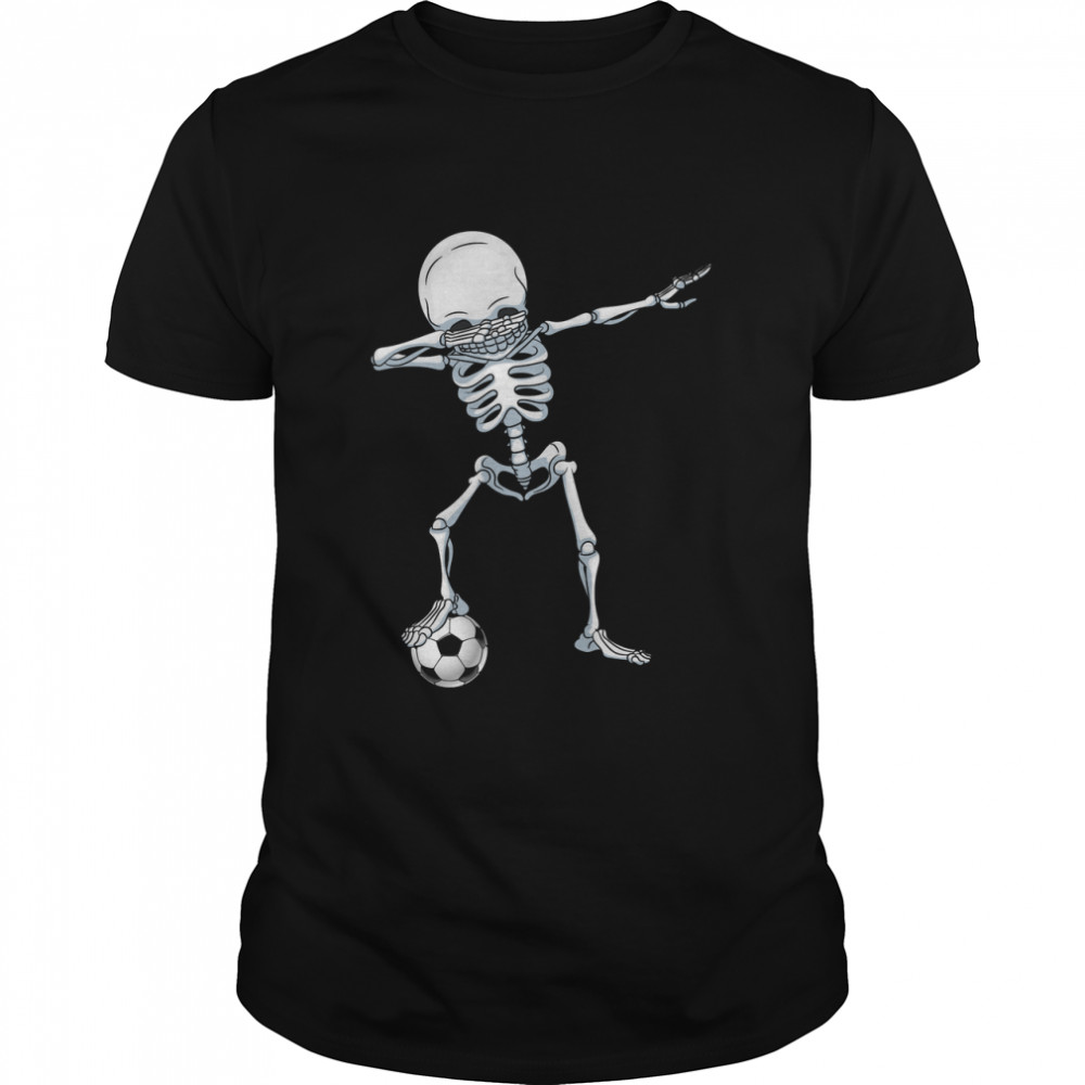 Dabbing Skeleton Soccer T Shirt Halloween Costume Skull Funny Scary Gifts Kids Boys Youth Men Essent