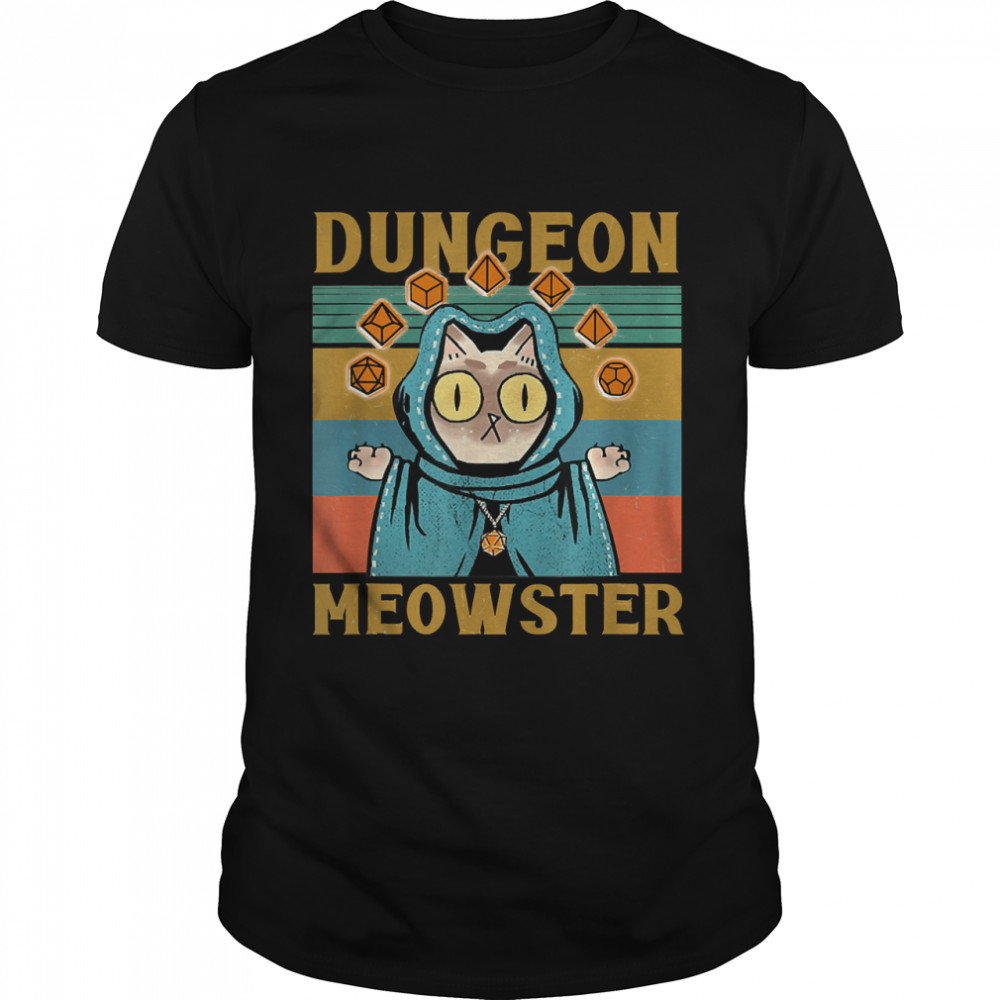 Dungeon Meowster Funny Nerdy-Gamer Cat-D20 Dice Rpg Classic T-Shirt