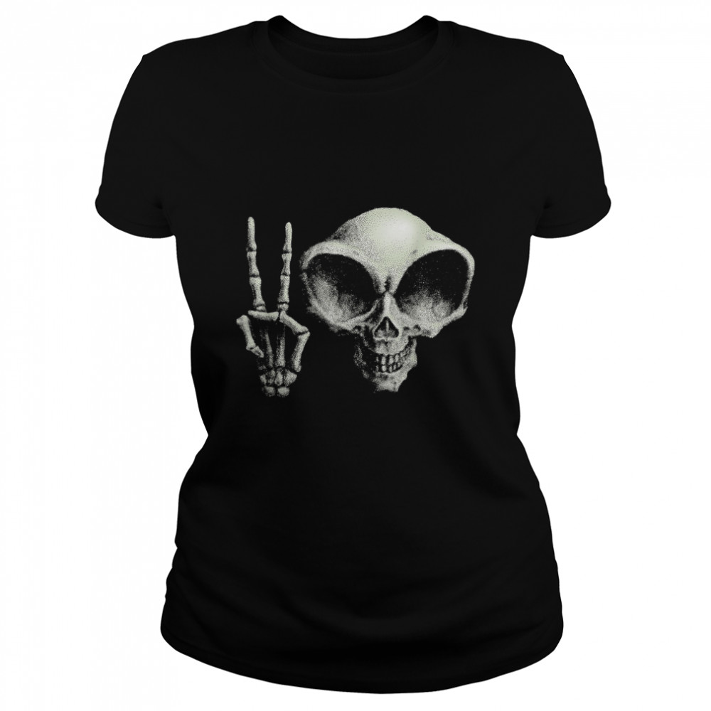 Ufo alien hello hi skull funny ufo day halloween T- Classic Women's T-shirt