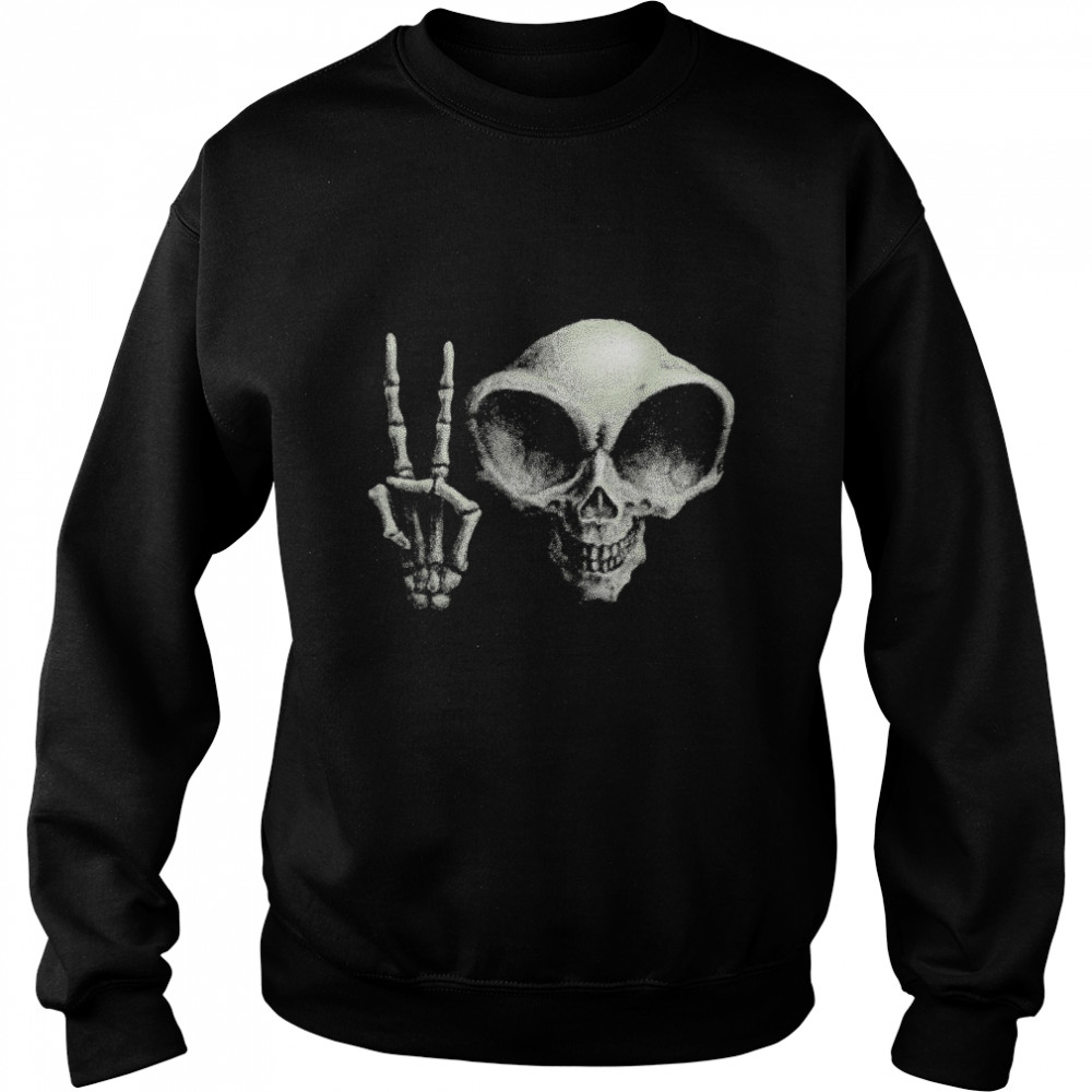 Ufo alien hello hi skull funny ufo day halloween T- Unisex Sweatshirt