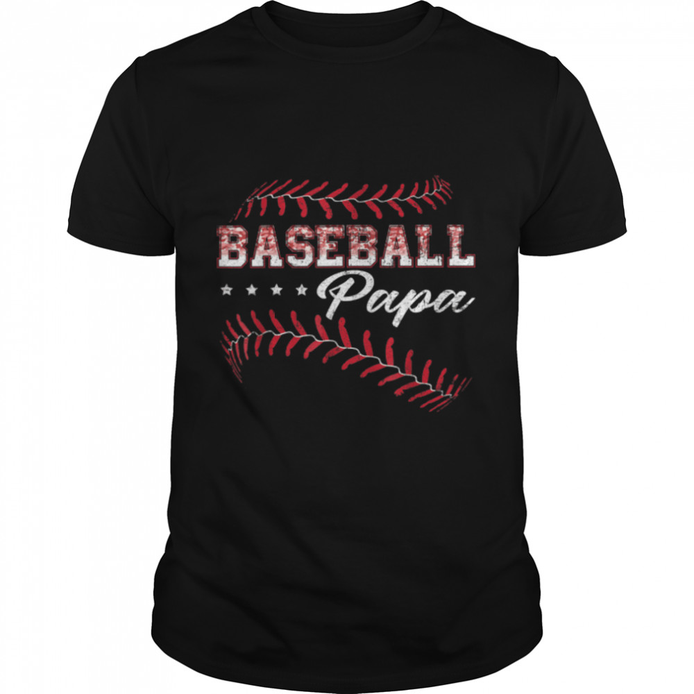 Baseball Papa Funny Baseball Player Sports Fathers Day T-Shirt B0B363JQWC