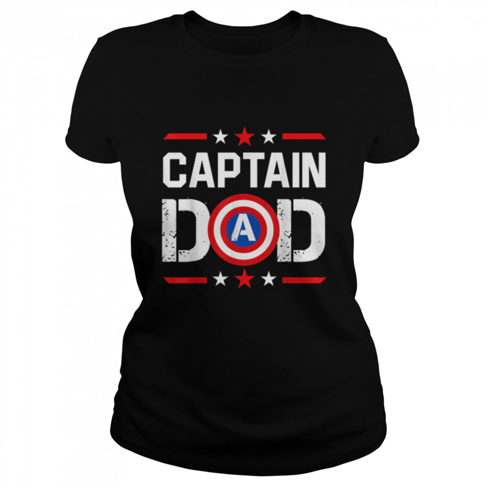 Funny Captain Dad Superhero Daddy Fathers Day For Mens Dad T- B0B363HVV9 Classic Women's T-shirt