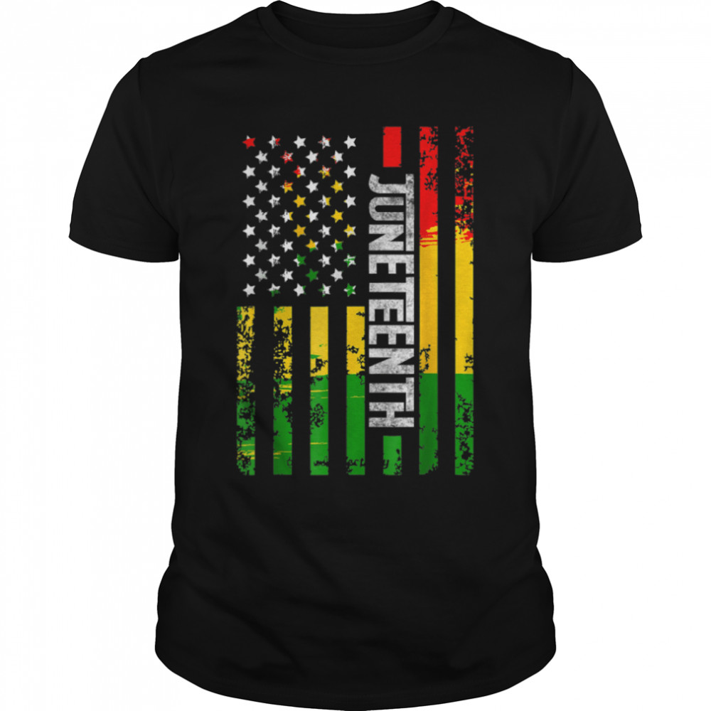 June 19Th History Of Afircan Us American Flag Juneteenth T-Shirt B0B35Qsdmd