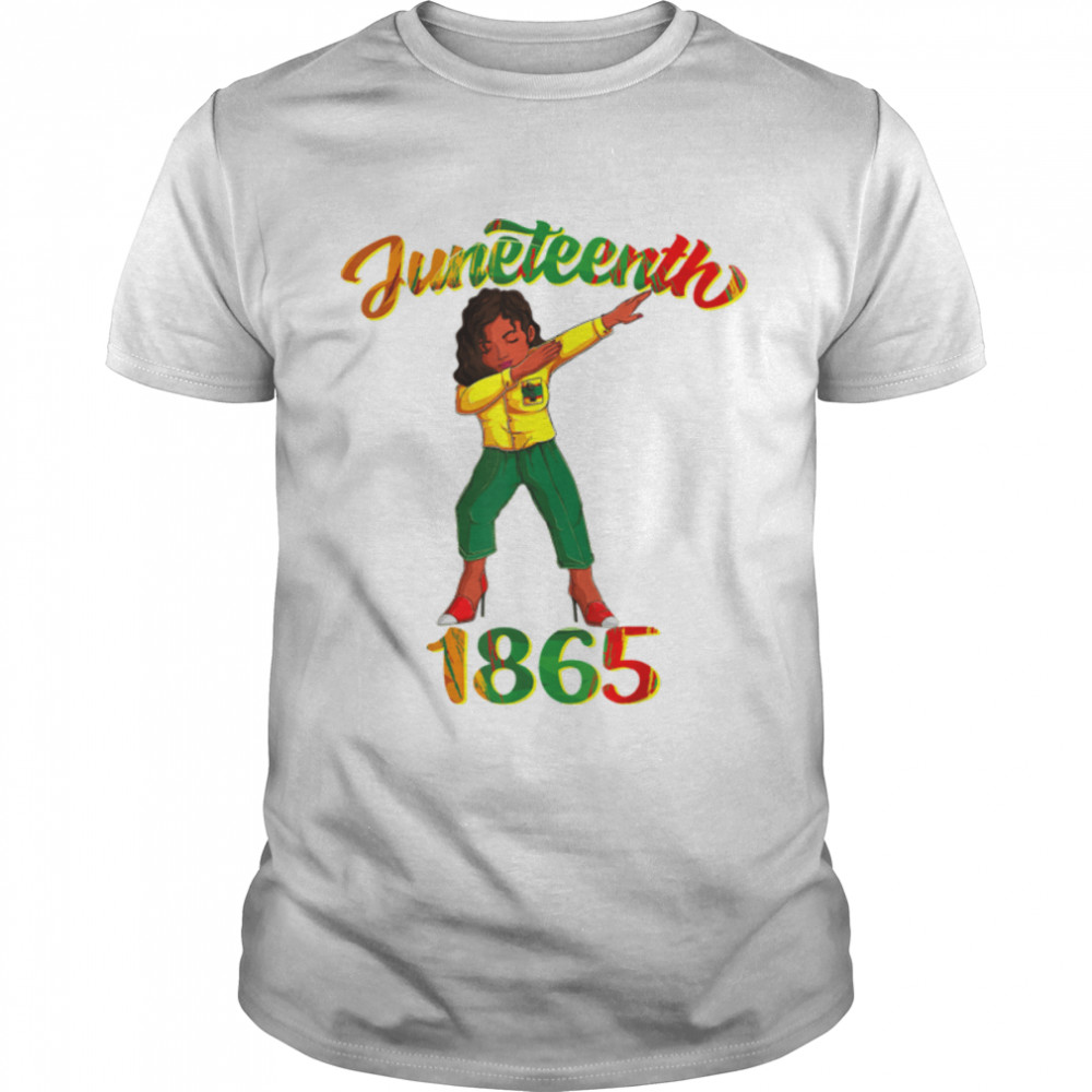 Juneteenth 1865 Dab Black Woman Brown Skin Afro American T-Shirt B0B38GPSWM