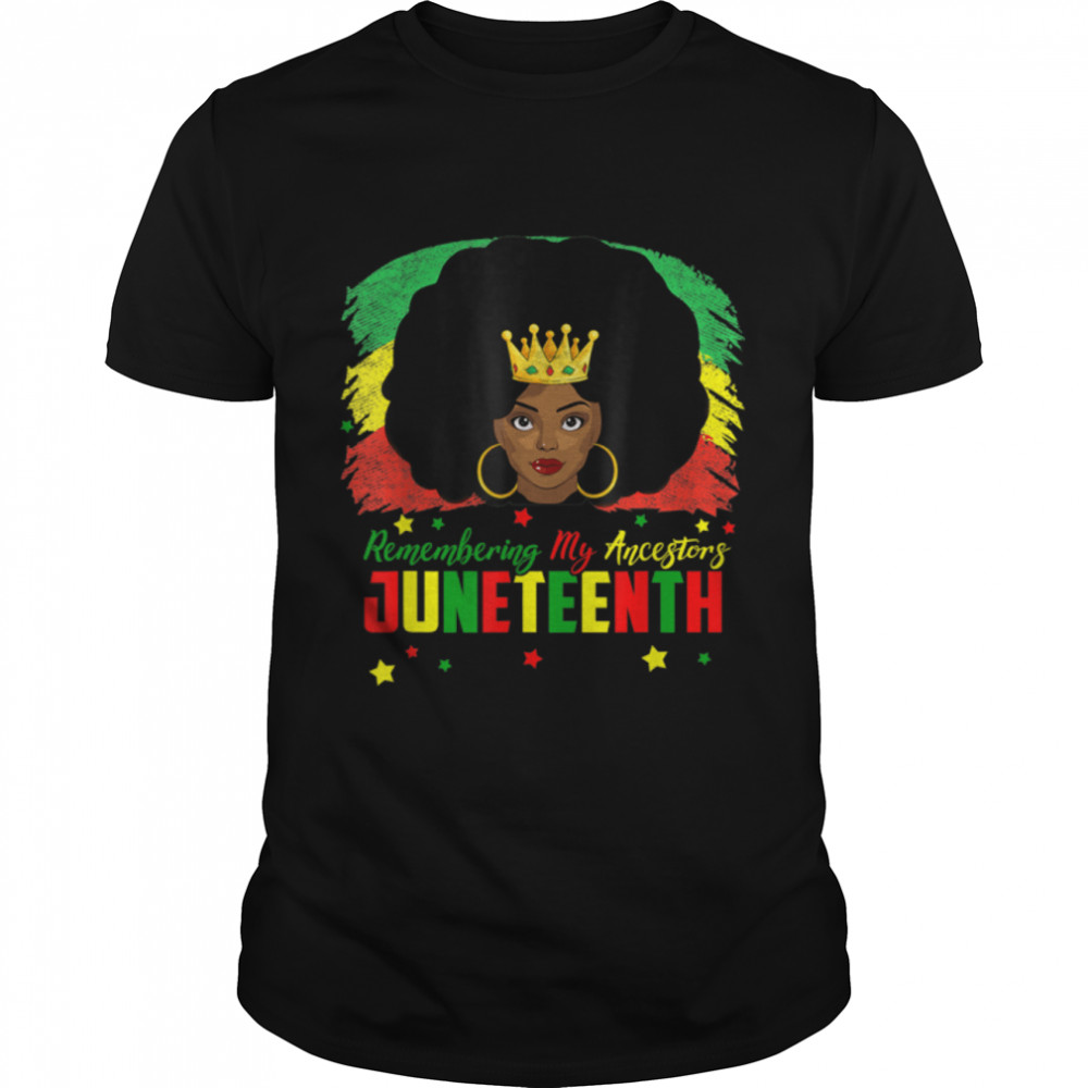 Juneteenth Tshirt Women Juneteenth Shirts Black Afro Queen T-Shirt B0B35WM6X8