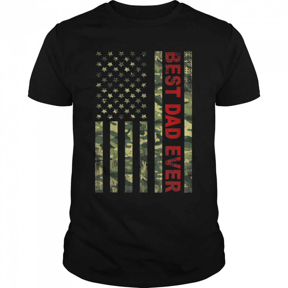 Mens Father'S Day 2022 Best Dad Ever American Flag Camouflaged T-Shirt B0B38Fqcpf
