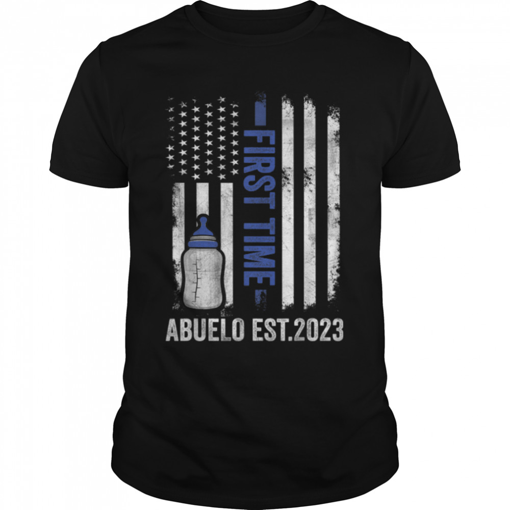 Mens First Time Abuelo Est 2023  Fathers Day T- B0B35Z7V48 Classic Men's T-shirt