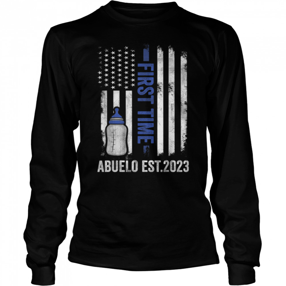 Mens First Time Abuelo Est 2023  Fathers Day T- B0B35Z7V48 Long Sleeved T-shirt