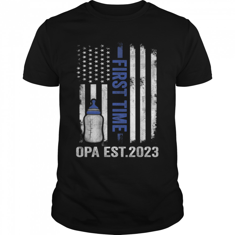 Mens First Time Opa Est 2023 Shirt Fathers Day T-Shirt B0B35Yvcvz