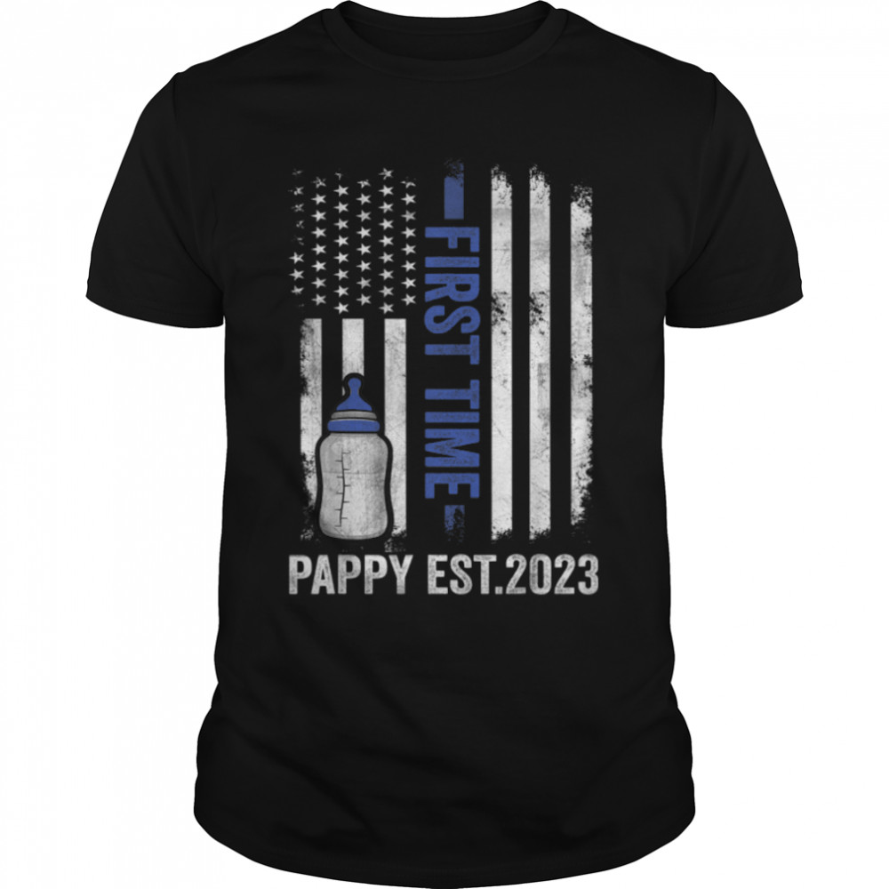 Mens First Time Pappy Est 2023 Shirt Fathers Day T-Shirt B0B35Z69CW