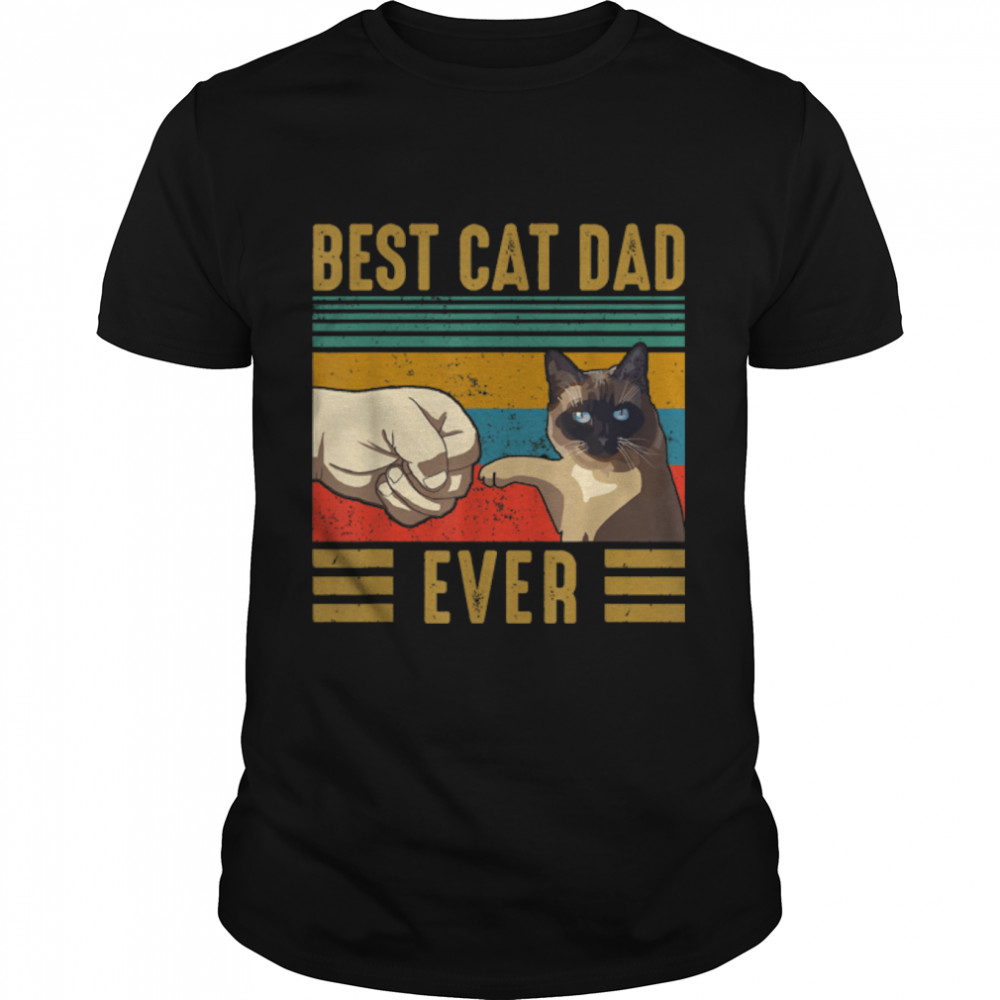 Mens Retro Vintage Best Cat Dad Ever Fathers Day Siamese Cat T-Shirt B0B38F1G5N