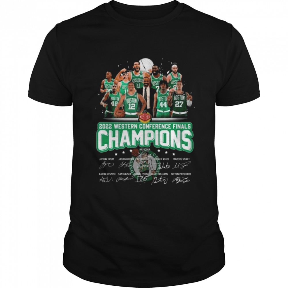 2022 Western Conference Finals Champions Boston Celtics NBA Team Signatures Shirt