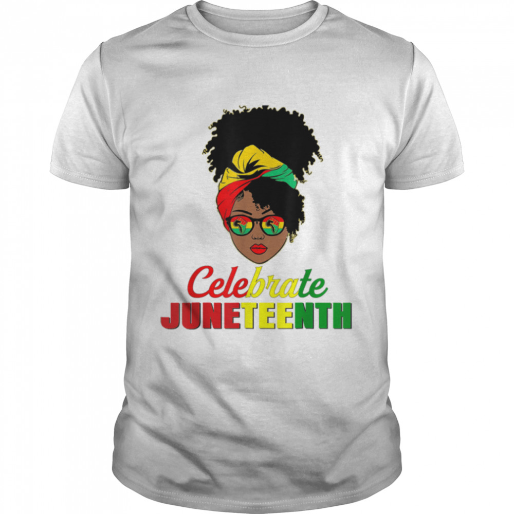 Celebrate Juneteenth Messy Bun Black Women Melanin Pride T- B0B3DMQZMZ Classic Men's T-shirt