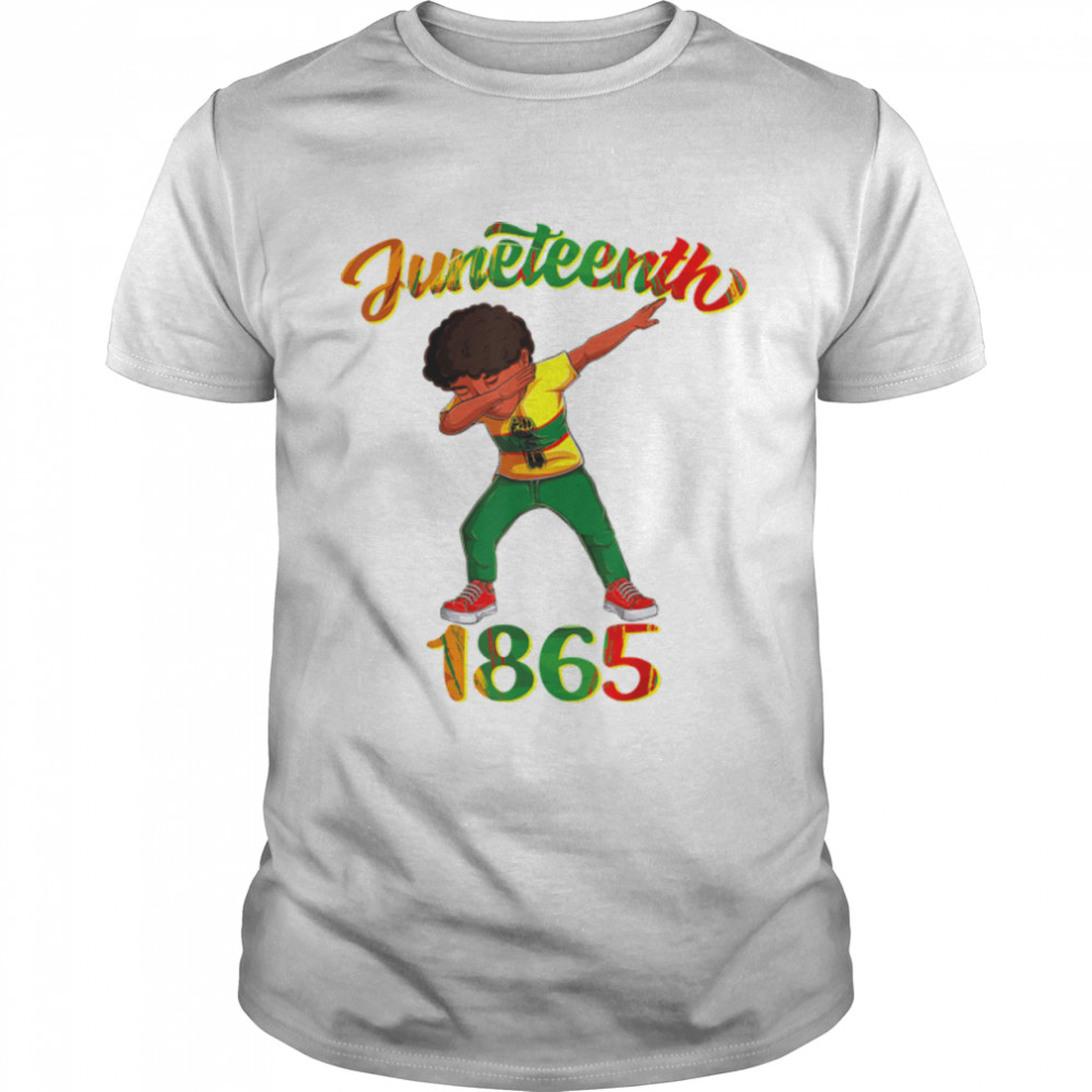Juneteenth 1865 Dab Black Boy Brown Skin Afro American Boys T-Shirt B0B3DMRDRL