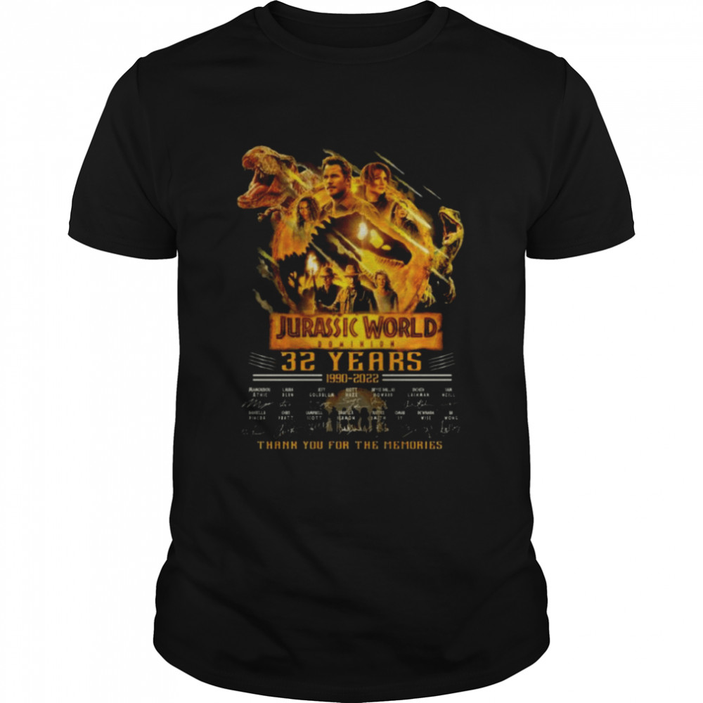 Jurassic World Dominion 32 Years 1993-2022 Thank You For The Memories Signatures Shirt